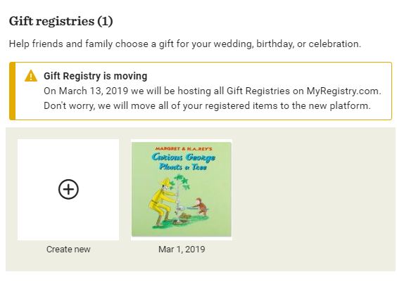 Create New Gift Registry - Hiking Lady